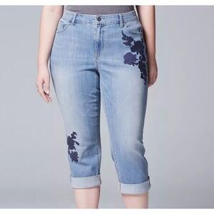 NWT‎ Simply Vera Vera Wang Women's Denim Embroidered Capri Jeans Size 16